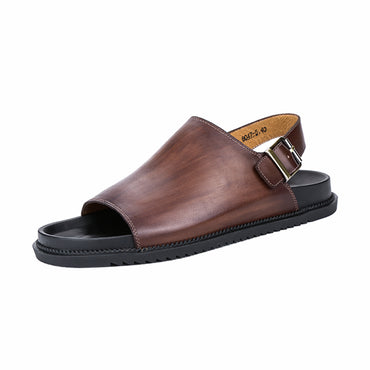 DapperGCoffee BrownStrap Leather Sandals