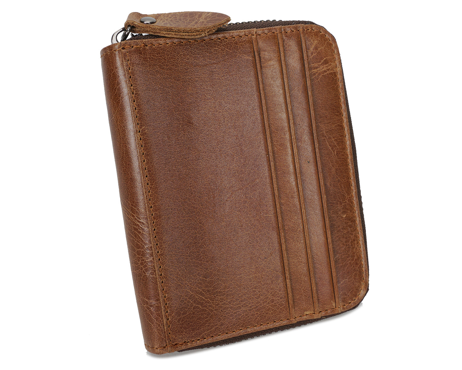 DapperG Oil Skin Zipper Leather Wallet