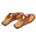 DapperG Brown Wine Leather Slip On Sandals