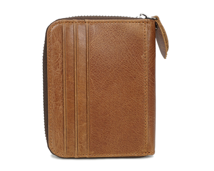 DapperG Oil Skin Zipper Leather Wallet