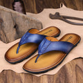 DapperG Blue Leather Slip On Sandals