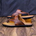 DapperG Brown Wine Leather Slip On Sandals